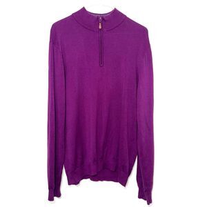 J. Mclaughlin Men's Henry Quarter Zip Sweater - Aubergine L